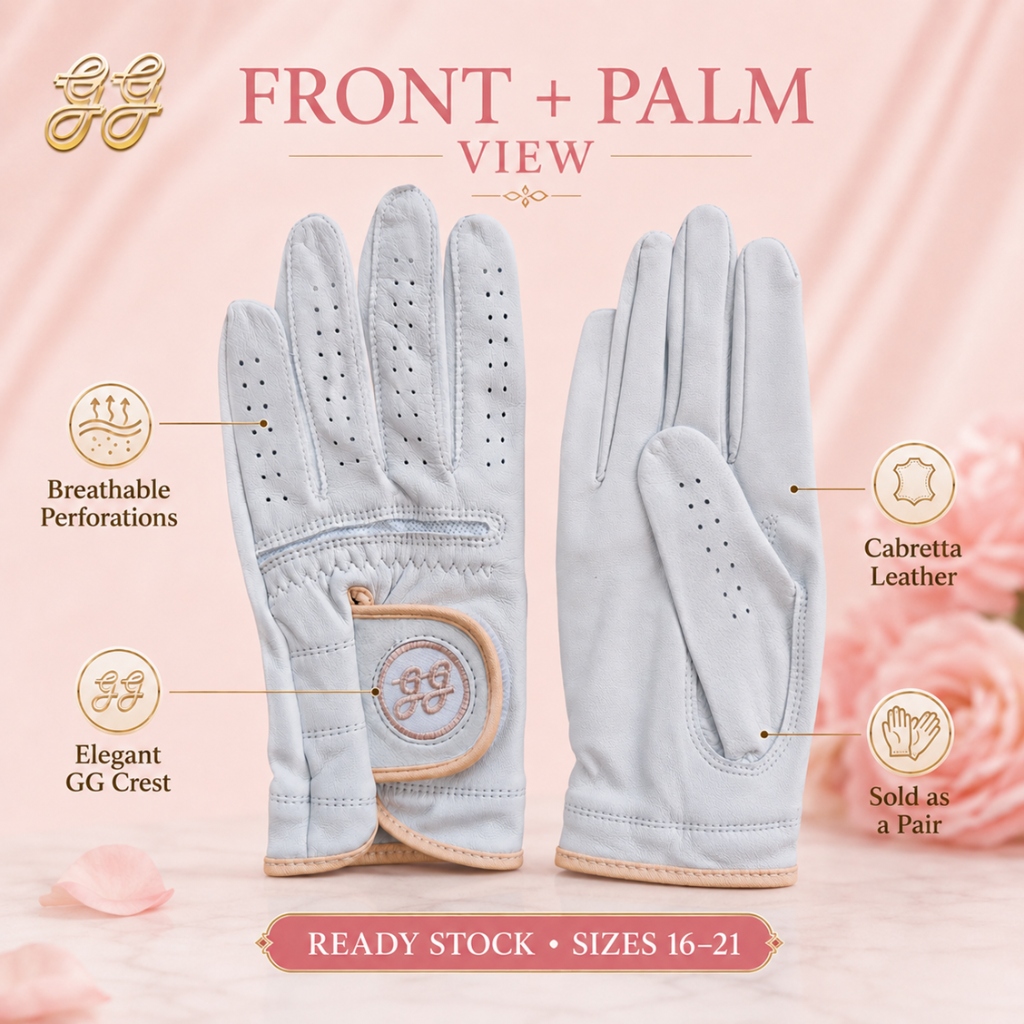 GG Ladies Cabretta Leather Golf Glove Pair — Left & Right Hand Set genuine cabretta leather golf glove Malaysia - thumbnail 2