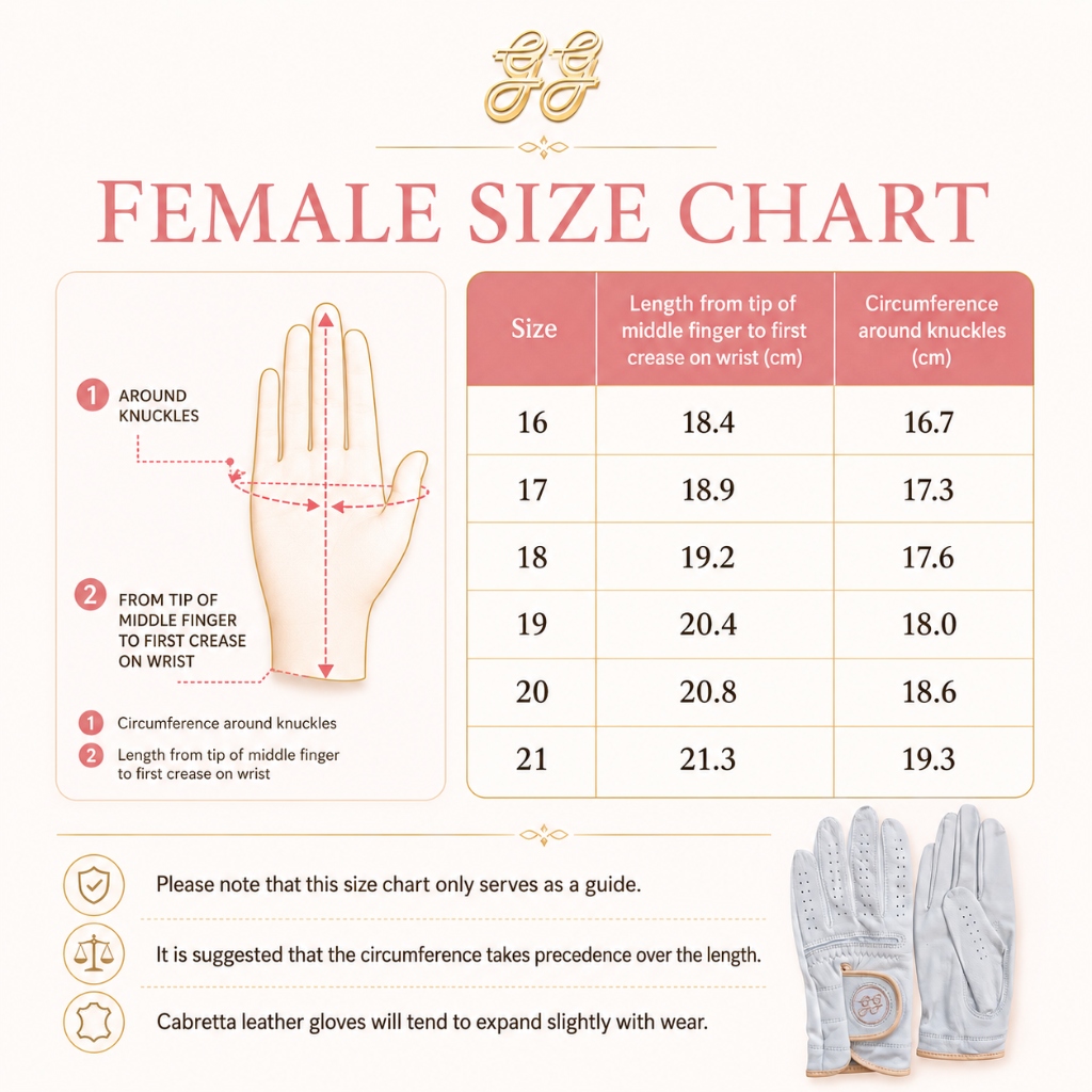 GG Ladies Cabretta Leather Golf Glove Pair — Left & Right Hand Set genuine cabretta leather golf glove Malaysia - thumbnail 6