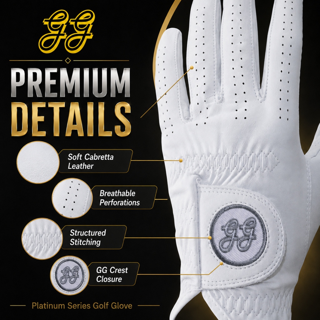 GG Platinum AAA Cabretta Leather Golf Glove — Tour-Grade Sheepskin genuine cabretta leather golf glove Malaysia - thumbnail 5