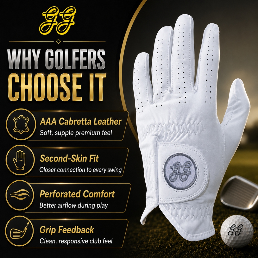 GG Platinum AAA Cabretta Leather Golf Glove — Tour-Grade Sheepskin genuine cabretta leather golf glove Malaysia - thumbnail 2